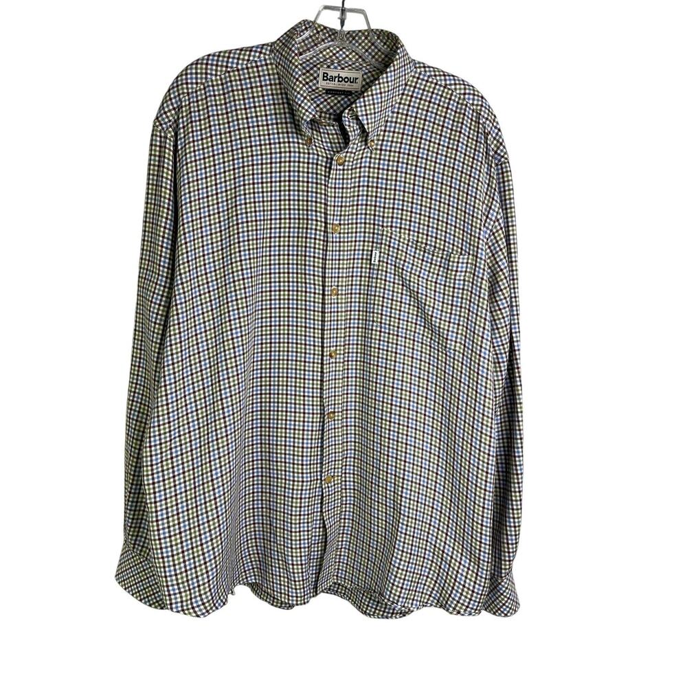 Barbour Button Down Shirt Mens L Multi-color‎ Gingham Comfort Fit Classic Preppy